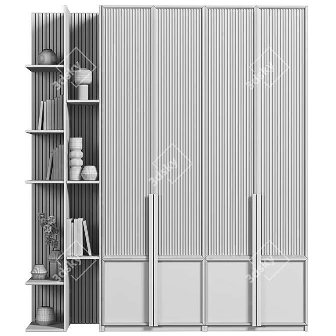 Premium Wood Wardrobe 23 3D model image 3