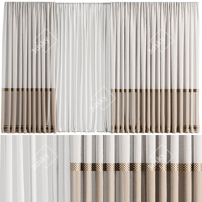 Premium Curtain Set M19 3D model image 1