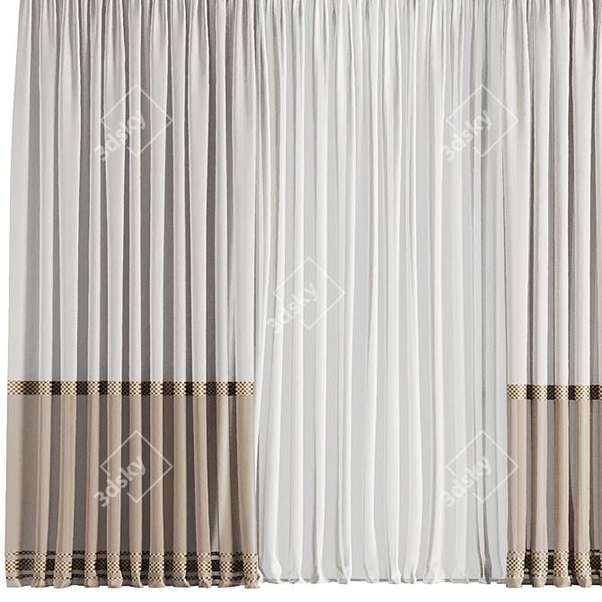 Premium Curtain Set M19 3D model image 2