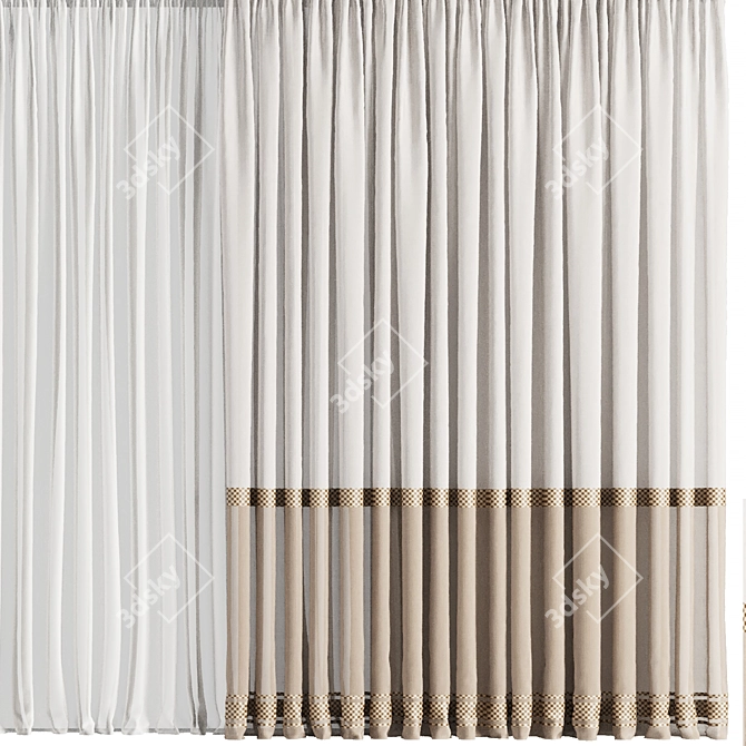 Premium Curtain Set M19 3D model image 3