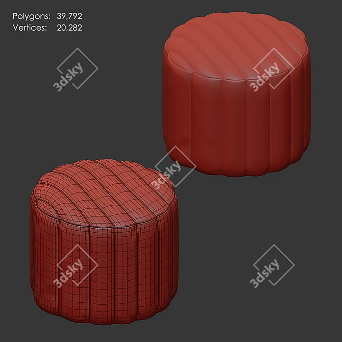 Stylish Round Pouf by Wittmann 3D model image 5