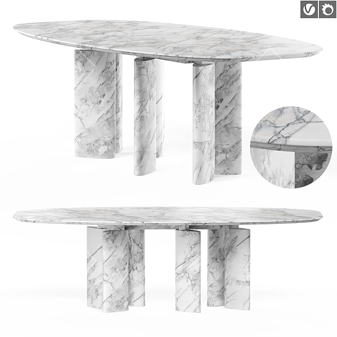 Sculptural Marble Table 3D 3D model image 1