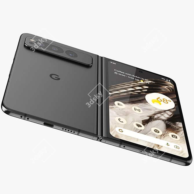 Sleek Black Google Pixel Renderer 3D model image 5