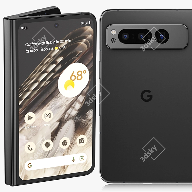 Sleek Black Google Pixel Renderer 3D model image 6