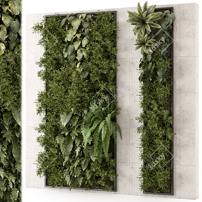 Modern Vertical Garden Concrete Set 3D model image 1