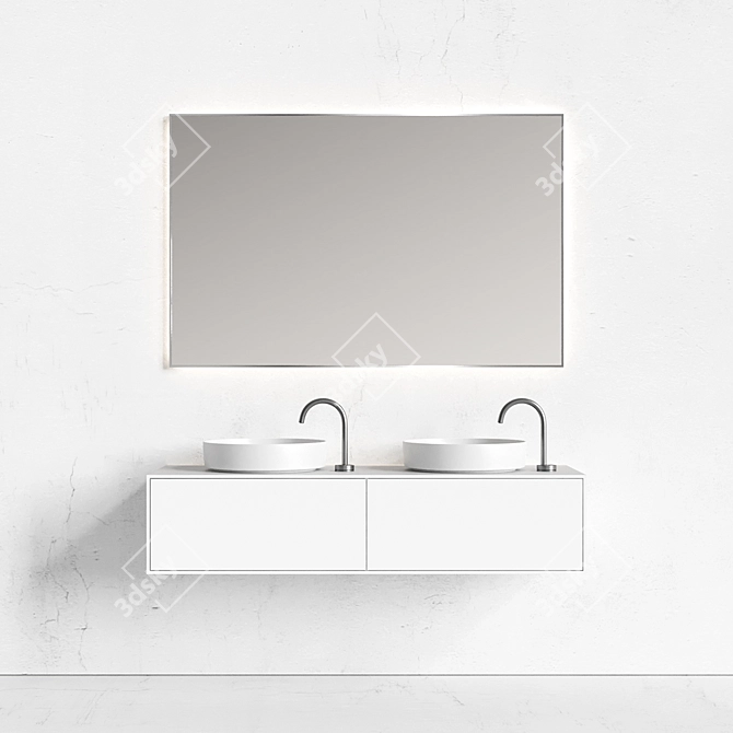 Designer Floating Vanity Line 3 3D model image 1