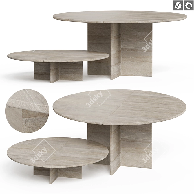 Sculptural Kreoo Marble Circle Table 3D model image 1