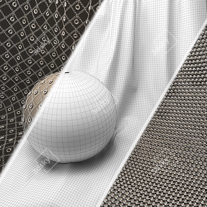 Metal Mesh Fabric Materials Set 3D model image 6