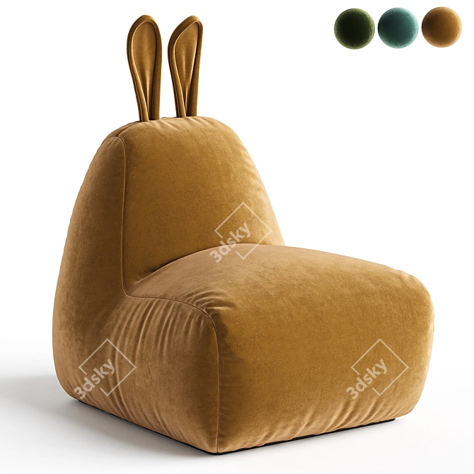 Bunny Big Velvet Beanbag Chair 3D model image 1