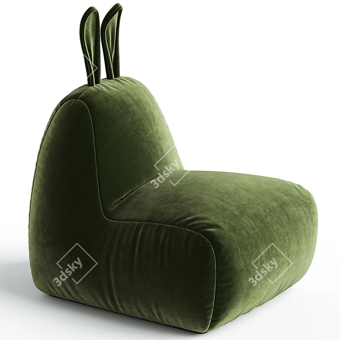 Bunny Big Velvet Beanbag Chair 3D model image 4