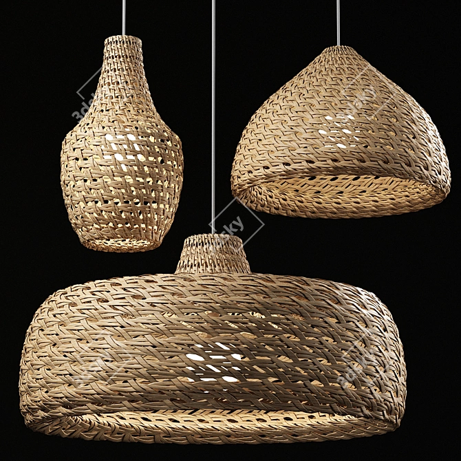 Rattan Pendant Lights Trio\Carbona 3D model image 1