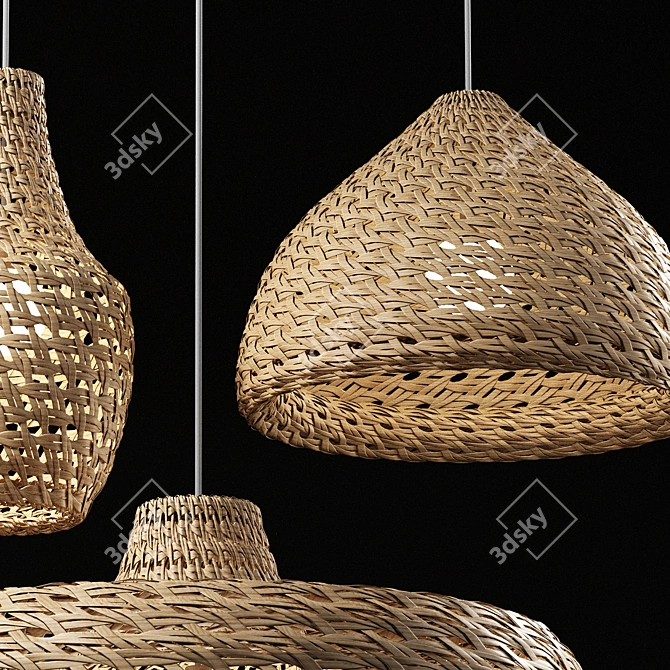 Rattan Pendant Lights Trio\Carbona 3D model image 4