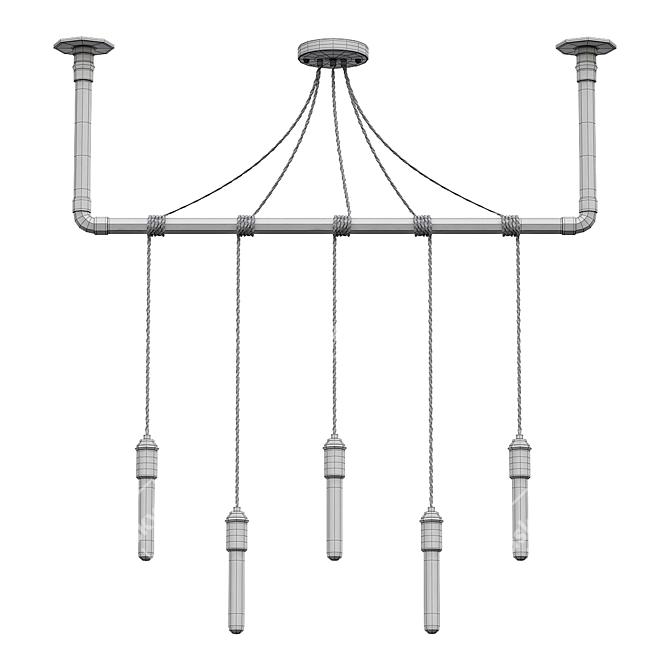 Elegant Black Brass Chandelier 3D model image 3