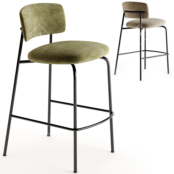 Modern Comfortable Aloa Bar Stool 3D model image 2