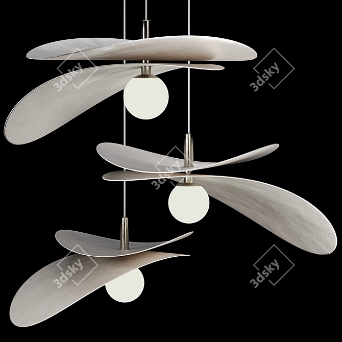 Ceramic Pendant Light Trio 3D model image 2