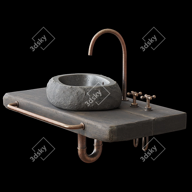 Natural Stone Sink 3D model image 1