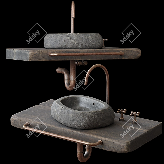 Natural Stone Sink 3D model image 2