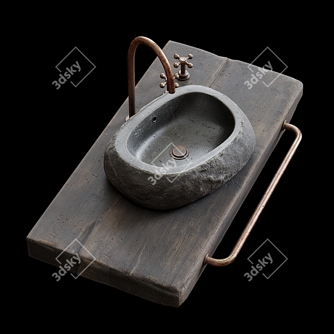 Natural Stone Sink 3D model image 3