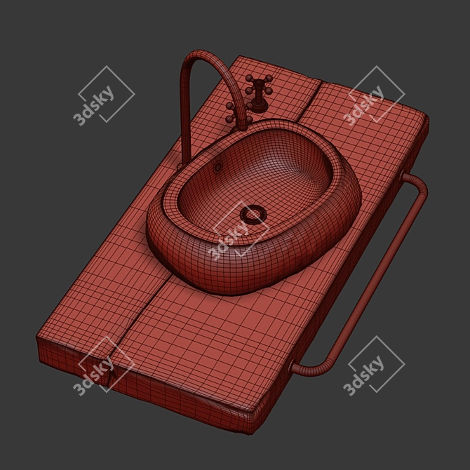 Natural Stone Sink 3D model image 4