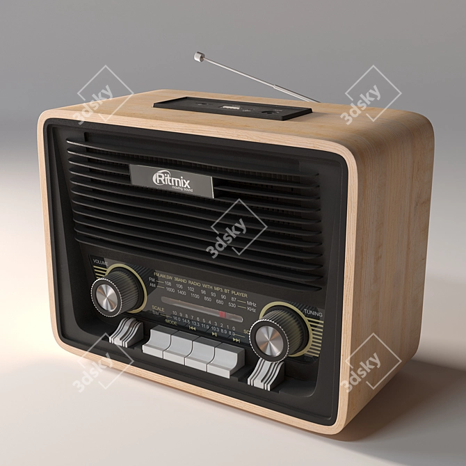 Vintage Style Radio RITMIX RPR-088 3D model image 5