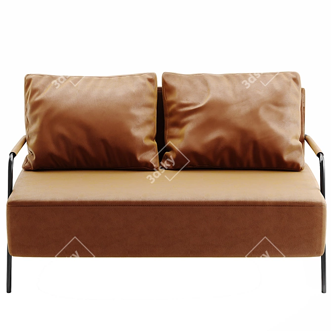 Stain-Resistant Faux Leather Love Seat 3D model image 2