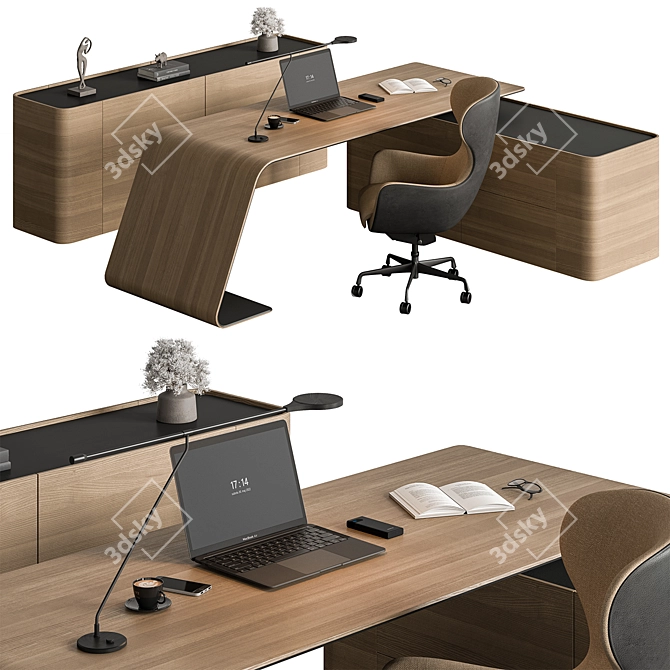 Executive Office Furniture Set 3D model image 1