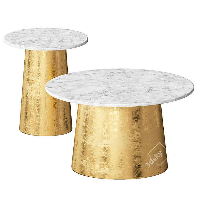 Sleek Marble Coffee Table 3D model image 1