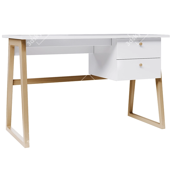 Minimal White Writing Desk 3D model image 1