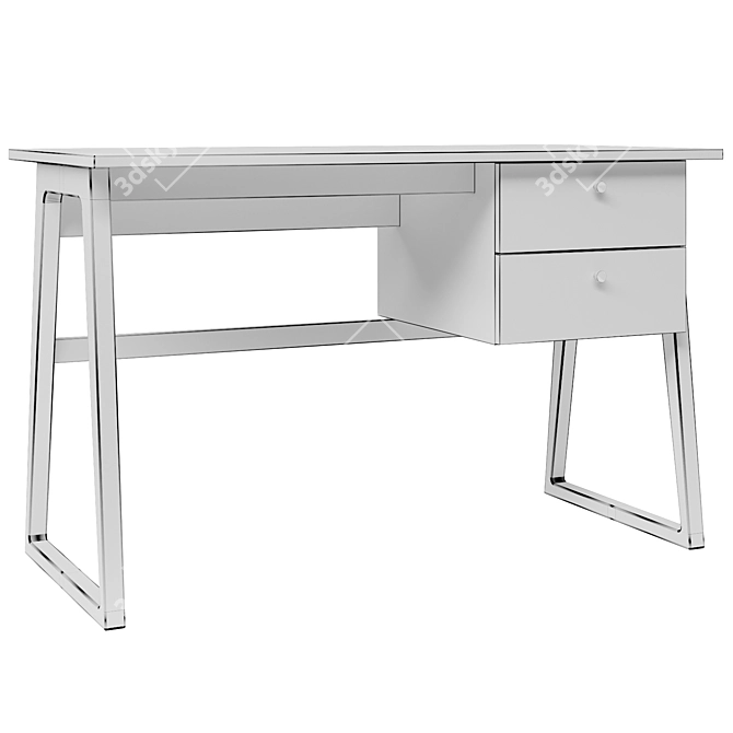 Minimal White Writing Desk 3D model image 3