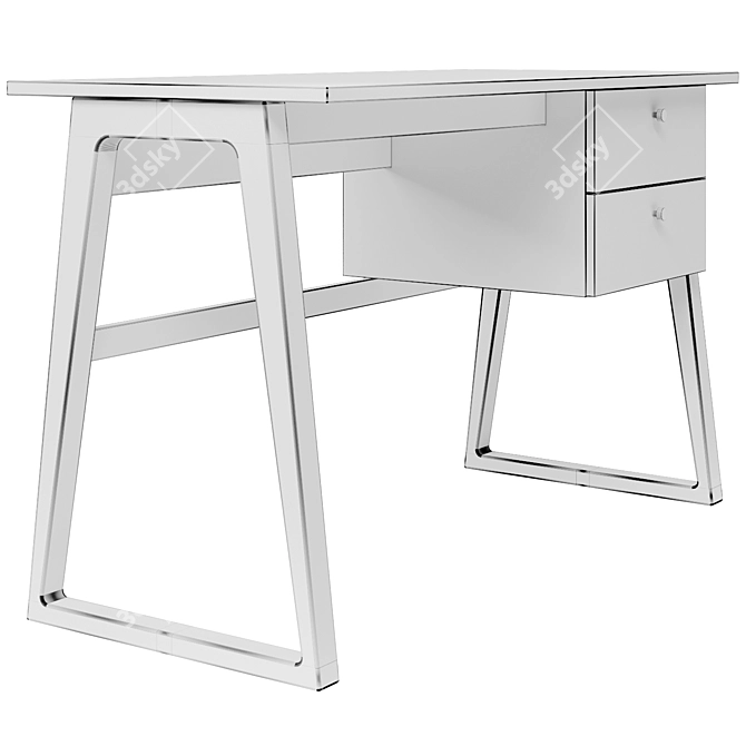 Minimal White Writing Desk 3D model image 4