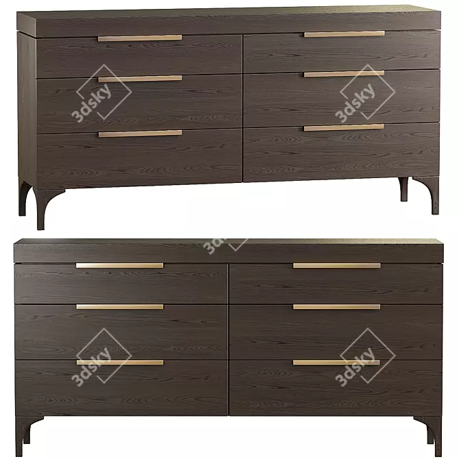 Modern Bridge 6-Drawer Dresser 3D model image 1