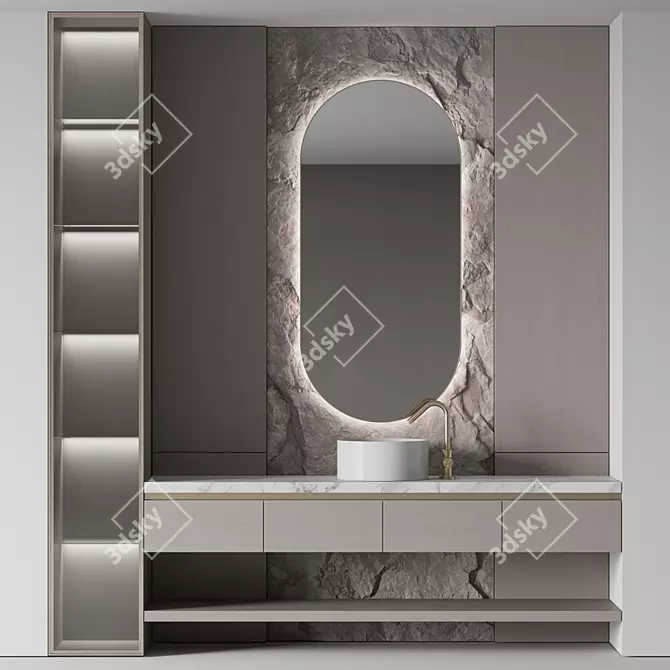 Modern Bathroom Furniture Set 3D model image 1