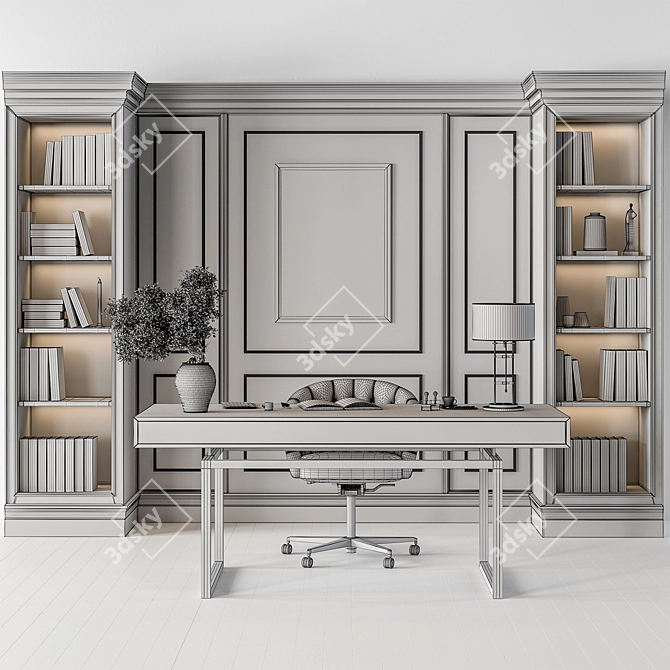 Executive Office Desk - Modern Design 3D model image 5