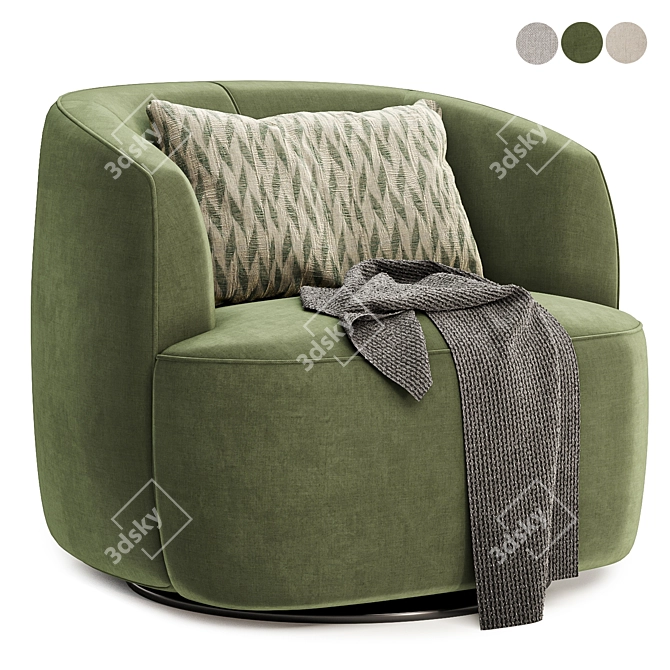 Luxury Boucle Swivel Armchair, Trio 3D model image 1