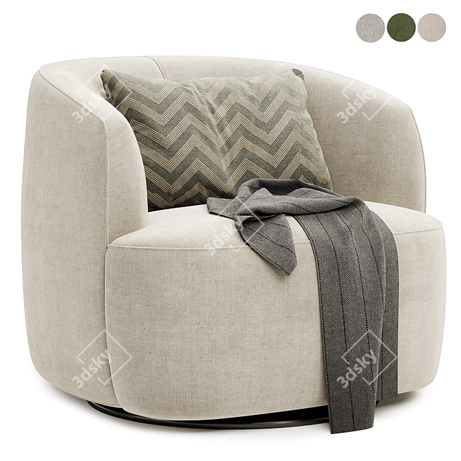 Luxury Boucle Swivel Armchair, Trio 3D model image 2