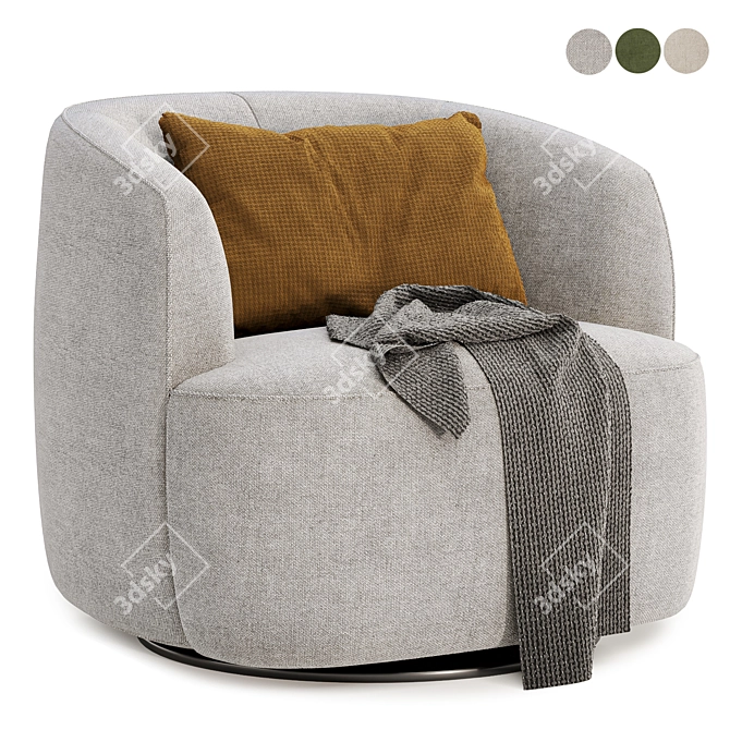 Luxury Boucle Swivel Armchair, Trio 3D model image 3