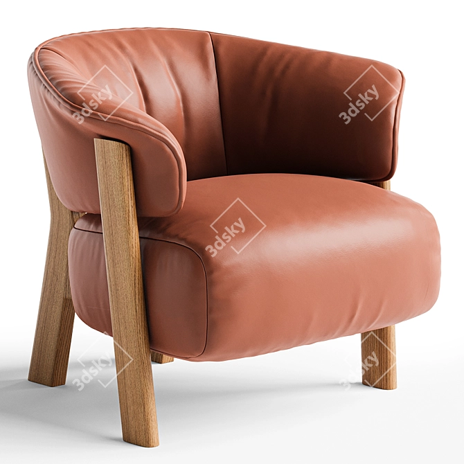 Elegant Modern Back Wing Armchair 3D model image 1