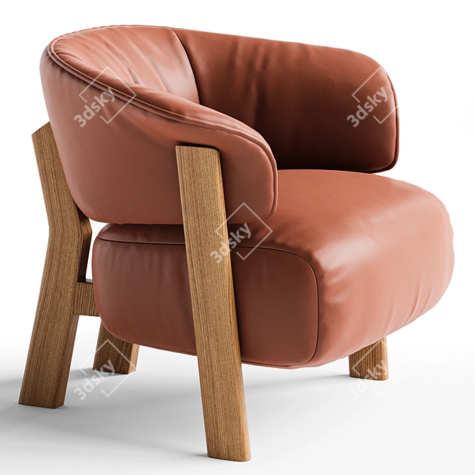 Elegant Modern Back Wing Armchair 3D model image 3