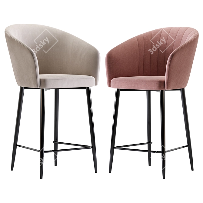  Modern Garda Barstool in Beige 3D model image 4