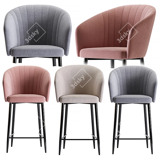  Modern Garda Barstool in Beige 3D model image 5