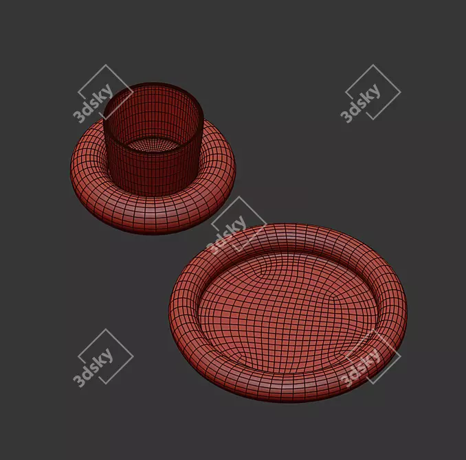 Colorful Chunky Cup & Plate Set 3D model image 4