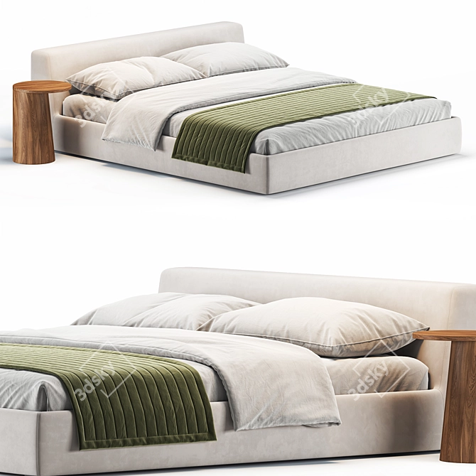 Modern Fabric Louis Bed in Vray 3D model image 1