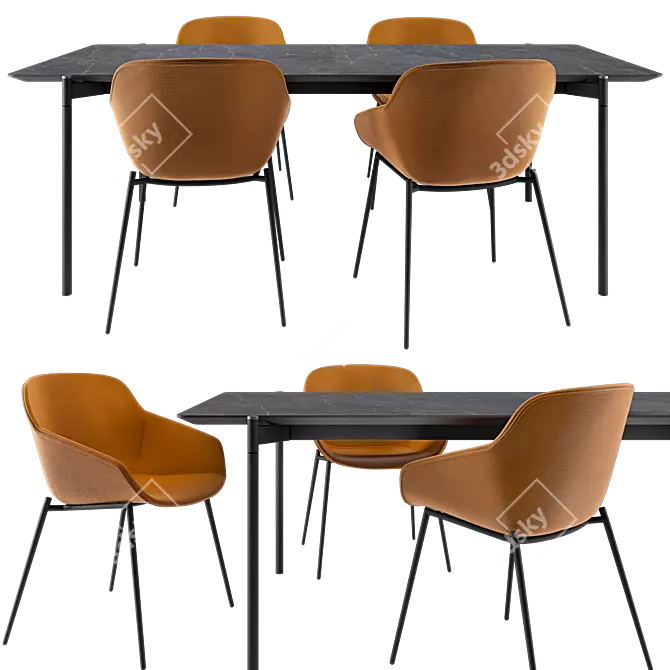 Modern Dining Set: Augusta Table & Vienna Chair 3D model image 2