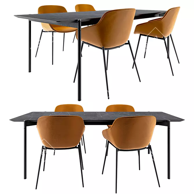 Modern Dining Set: Augusta Table & Vienna Chair 3D model image 8