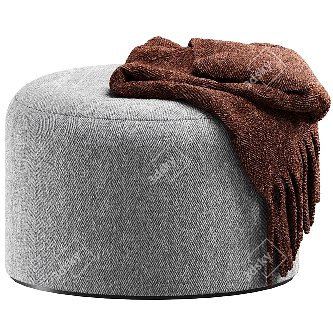 Herringbone Wool Pouf: Stylish Seating 3D model image 1