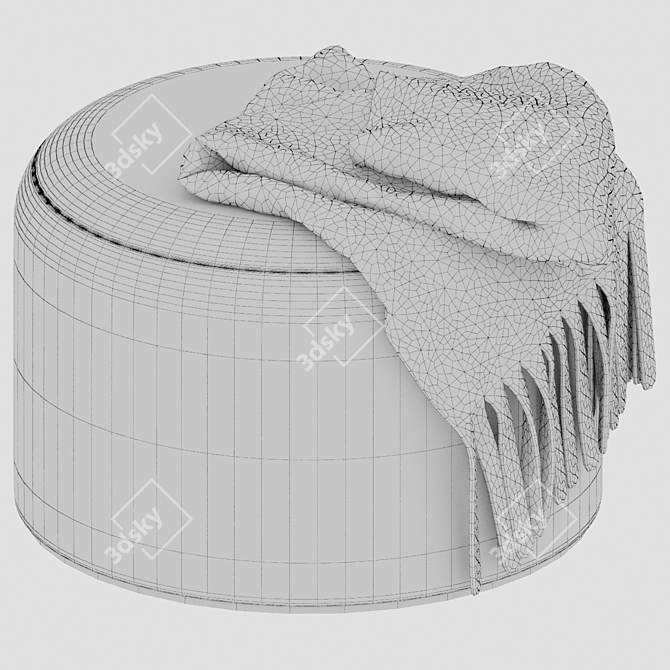 Herringbone Wool Pouf: Stylish Seating 3D model image 2