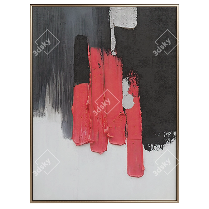 Abstract Art Canvas Set - Framed Optic Textured 3D model image 4