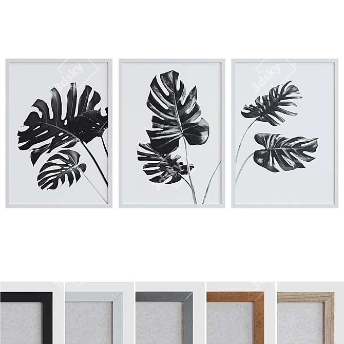 Modern Leaf Picture Frame Set 3D model image 1