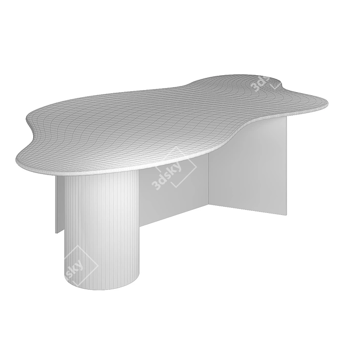 Rustic Steel and Glass Table 3D model image 3