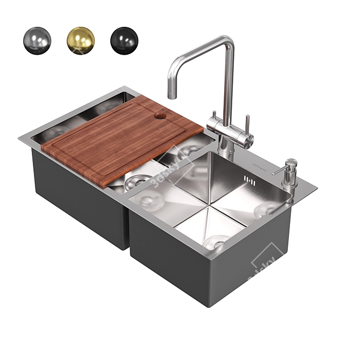 Gerhans Stainless Steel Kitchen Sink 3D model image 1